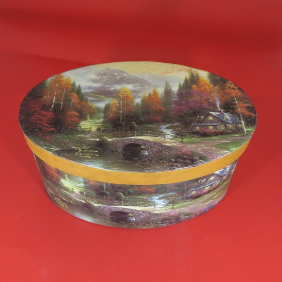 Thomas Kinkade Painter of Light 1997 Cardboard Oval Storage Box - Picture 2 of 9
